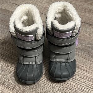 Cat & Jack Gray and Purple Kids Snow Boots